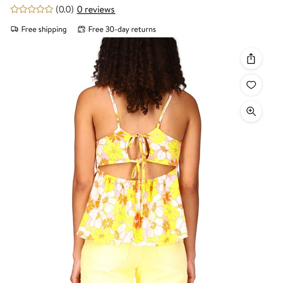 Sanctuary yellow floral bubble tank medium NWT - Picture 2 of 5